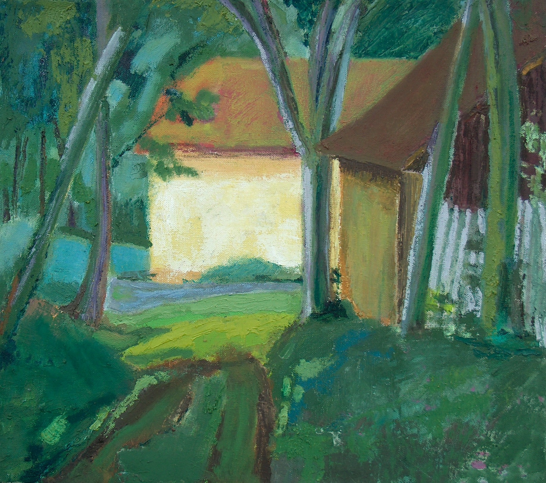 U stodoly (Adamov), 1995-2002, olej na plátně, 38x43.jpg