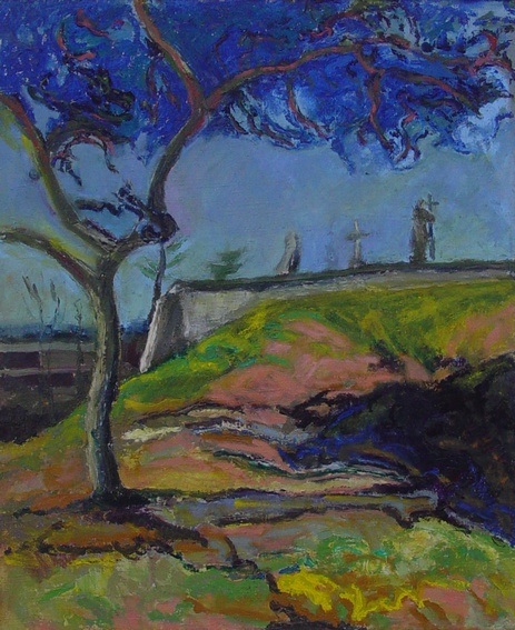 Starkoč - hřbitovní vrch, 2005, olej na plátně, 55x45.jpg